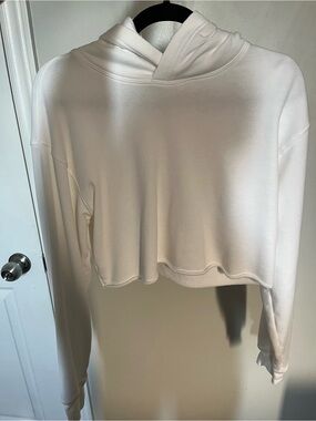 TNA White Cropped Hoodie
